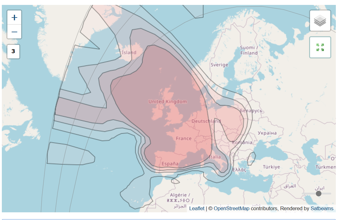   Footprint von ASTRA 28,2 Grad Ost