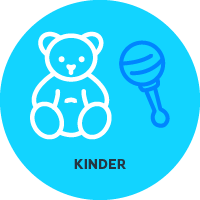 Icon "Kinder" - Teddy und eine Rassel nebeneinander