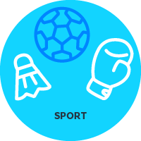 Icon "Sport" - Verschiedene Sportutensilien 