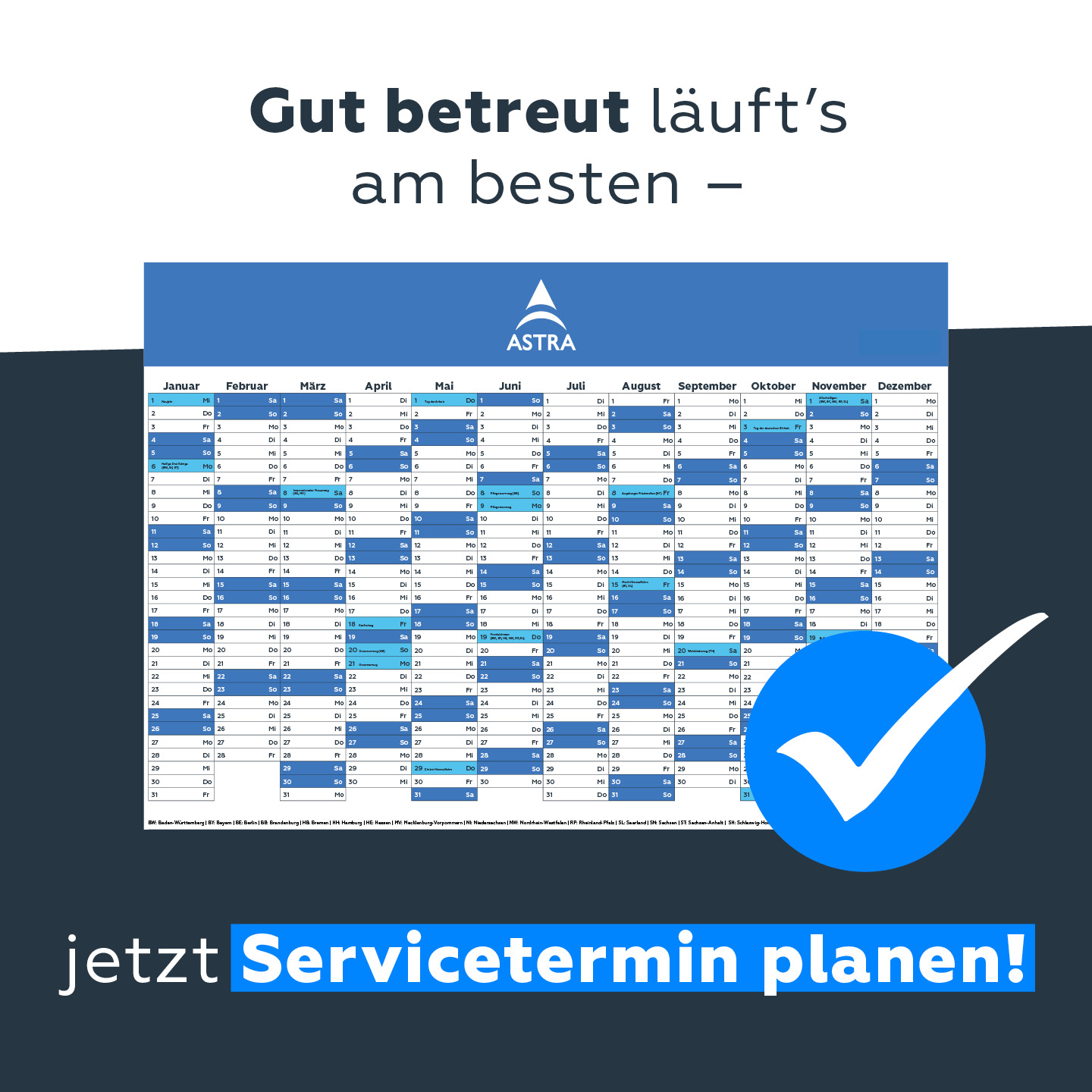 Visual Jetzt Servicetermin planen mit ASTRA Kalender