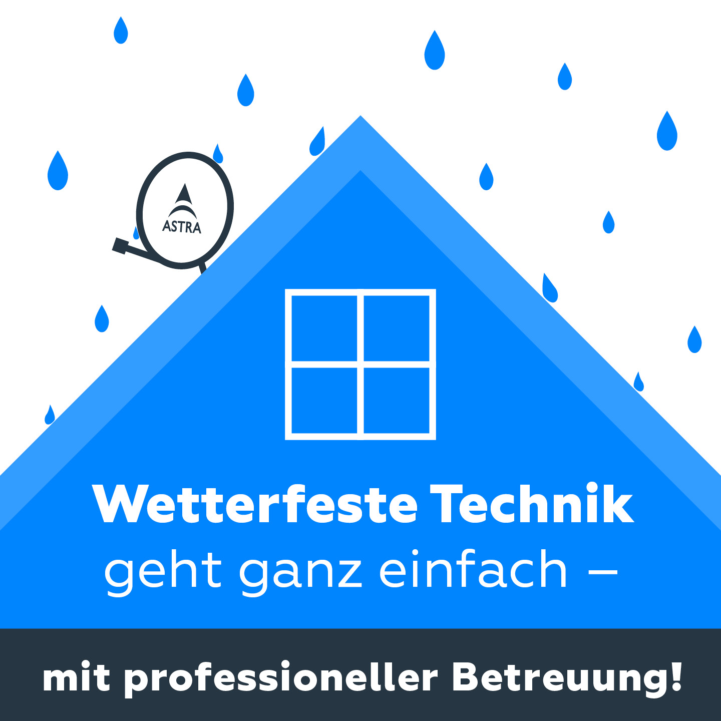 ASTRA Schüssel auf Dach mit Wetterfeste Technik