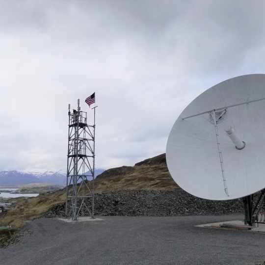 Eine Satellitenschüssel.