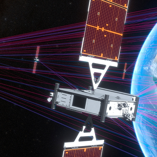 Grafische Visualisierung des Satellitennetzes.