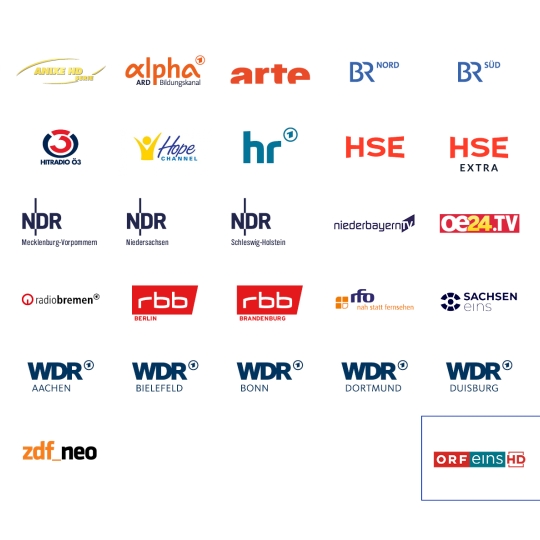 Senderlogos aller FTA Sender - Österreich