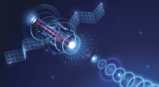 Eine grafische Darstellung eines Satelliten.