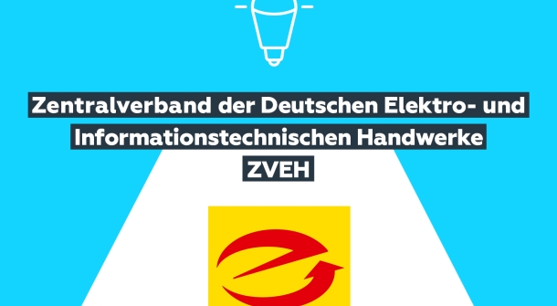 Logo des ZVEH und Aufschrift "Zentralverband der Deutschen Elektro- und Informationstechnischen Handwerke ZVEH"