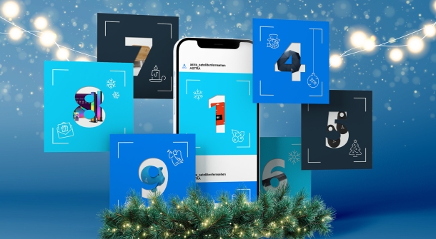 Vorschau von ein paar Tagen mit einem Smartphone mit einer Vorschau des Adventskalenders und einem Adventskranz